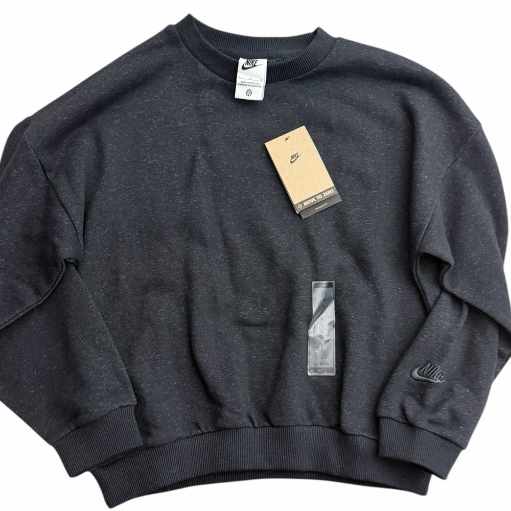 Nike‎ Women’s L Move to Zero Fleece Crewneck Black Sweatshirt NWT Sustainable